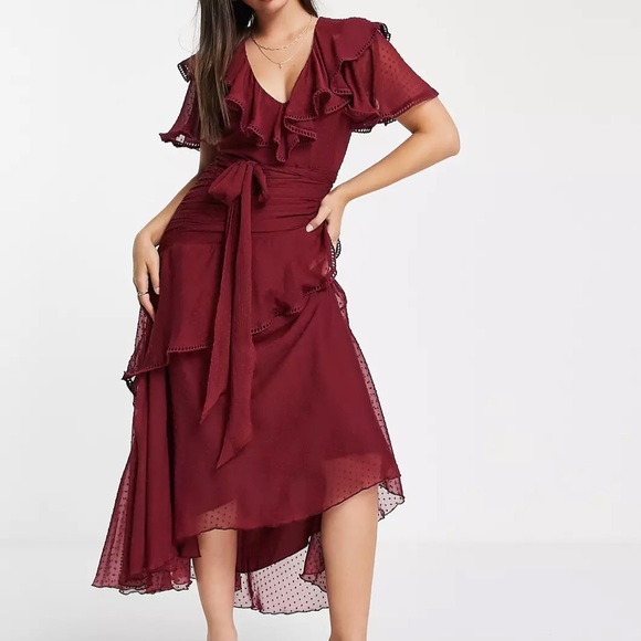 LIKE NEW ASOS Design Chiffon Midi Dress - Picture 1 of 5